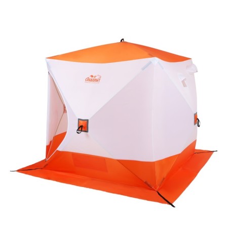 Tent Winter Cube "Ranger", 2.1 x 2.1 m, 4-seater, oxford fabric, white-orange color-1