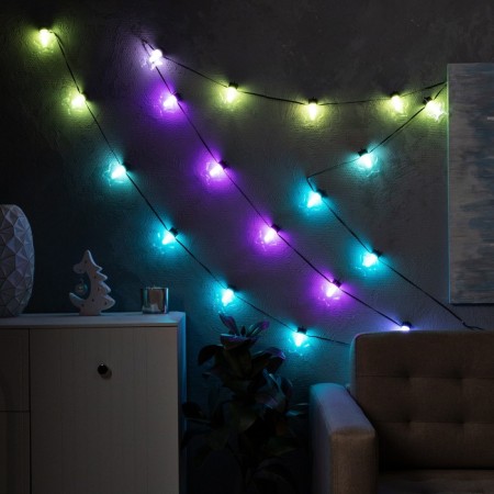 Smart garland “thread” 6 m with nozzles “stars”, IP20, dark thread, 20 LED, glow RGB, USB-2