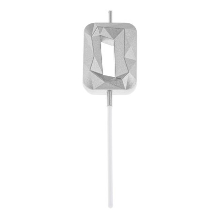 Candle in the cake on the skewer "Almaz", the number "0", silver, 4.8x2.6 cm-5