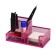 Standard for stationery trifles 3 compartments mesh metal pink