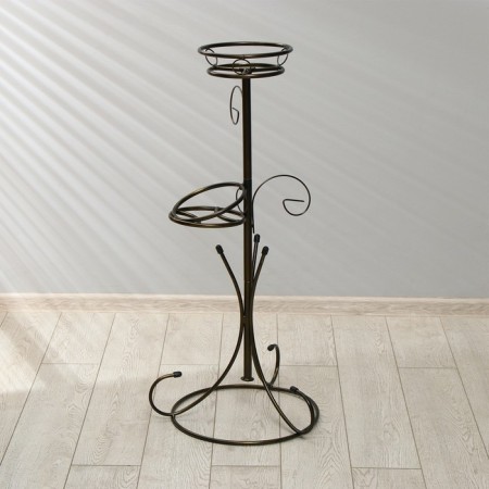 Flowers stand, floor, collapsible, 2 pots, d = 18 cm, bronze