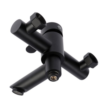 Bath mixer Zein Z2649F, short spout, shower set, stainless steel, black-4