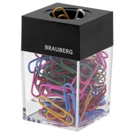 BRAUBERG interception dispenser, magnetic (colored paper clips: 100 pieces, 28 mm)-1