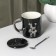Ceramic mug with a spoon "Stylish Bear", 320 ml, black color
