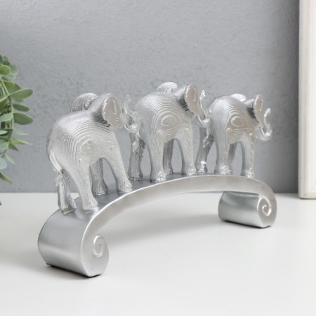 Polystone souvenir "Three silver elephants on the arc, layers" 26x5.5x13 cm-2