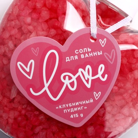 Love bath salt, 415 g, aroma of strawberry pudding, pure happiness-3