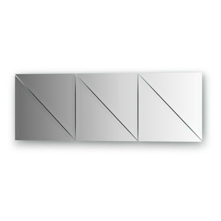 Mirror tiles with fedet 15 mm, - set 6 pcs Triangle 25 x 25 cm, silver EvoForm