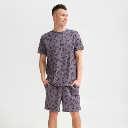 Pajama men's kaftan "game" size 48, gray