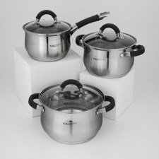 A set of IRIDA dishes, 3 subjects: pots 2.9 liters, 3.9 l, bucket 1.9 liters, capsule, cover