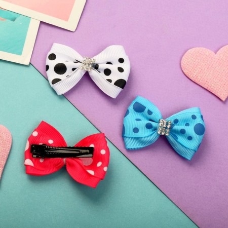 Hair clip "Bow Shwl" rhinestones, 5 cm, mix-1
