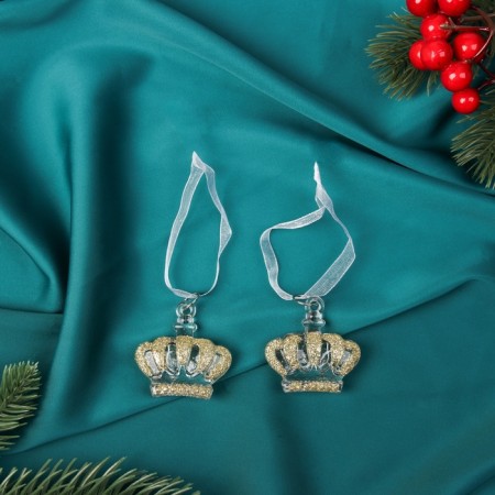 Jewelry "Crown" (set 2 pcs) 4x4.5 cm, transparent with gold
