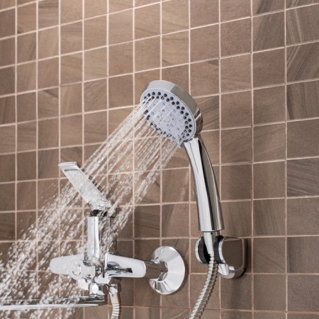 Bath mixer "RMS" SL121-006E, pour 350 mm, shower set, brass, chrome-3