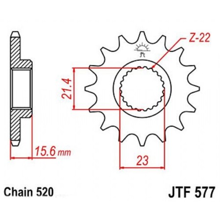 Front star, host JTF577, steel, chain 520, 16 teeth