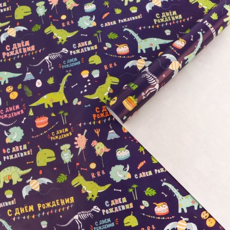 Package paper, glossy "dinosaurus", 70 x 100 cm set 10 pcs
