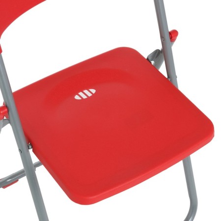 Folding chair on a metal frame, red-4