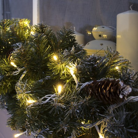 Garland “thread” 10 m, IP44, UMS, white thread, 100 LED, glow warm white, 220 V-3