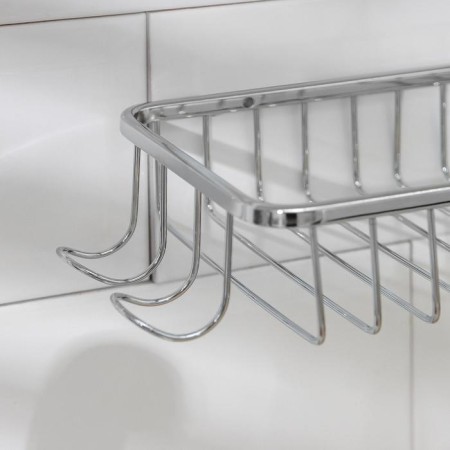 Sponge stand and detergent mounted, 2 hooks, 26 × 11.5 × 4 cm, stainless steel, color chromium-4