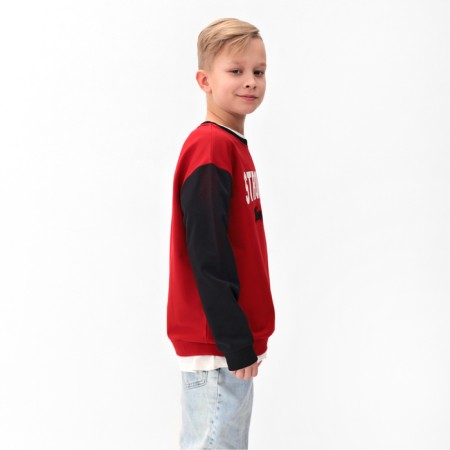 Jumper for the boy Minaku: Exclusive Print, red color, height 134 cm-2