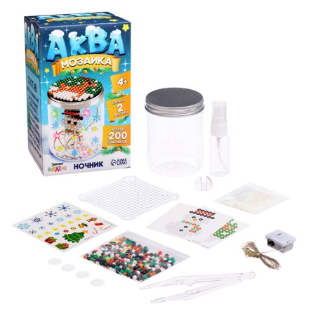 New Year! Aquamosaic "Snow Bank. Snowman ", nightlight, more than 200 balls-1