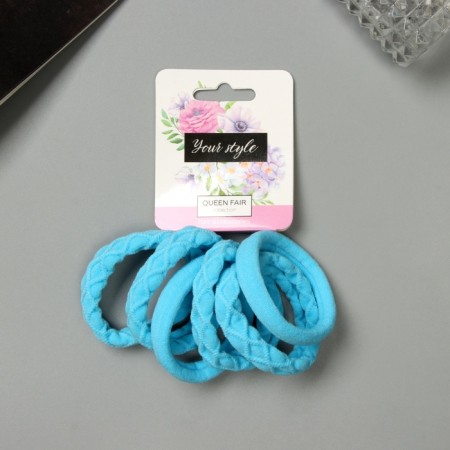 Hair elastic band "Sport" (set 6 pcs) Pattern style, 4.5 cm, mix