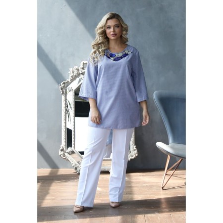 Female blouse, size 54, blue color-4