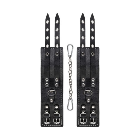 Shackles with two belts and a red lining Pecado BDSM, leather, black-4