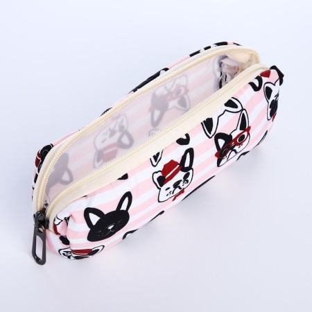 School backpack from textiles on lightning, 3 pockets, pencil case, pink color-9