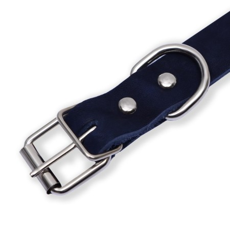 Collar of a single-layer leather, 45 x 2 cm, Osh 25-35 cm, blue-3