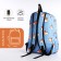 School backpack from textiles, 3 pockets, white/blue color