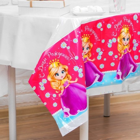 The single tablecloth "Happy Birthday", Princess, 180x137cm-1