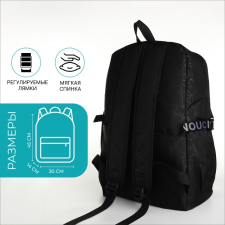 School backpack on lightning, 3 pockets, black color-1