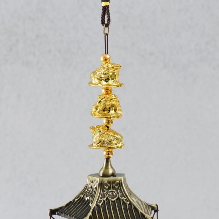 Wind Music Metal "Three Cash toads" 6 bells 55x8x8 cm-1
