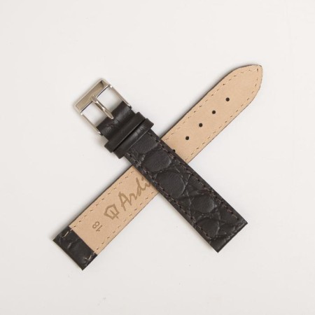 Watch strap, male, 18 mm, harness 75 mm, larynx 115 mm, genuine leather, dark brown