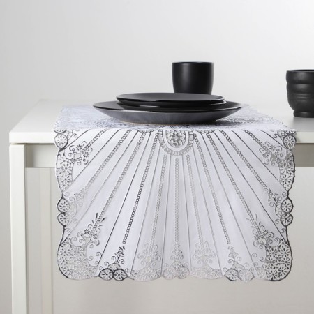 Openwork napkin for the table "Rays", 84 × 40 cm, PVC, silver color