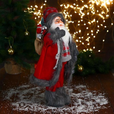 Santa Claus "in a red checkered sweater, with a flashlight" 23x45 cm-1