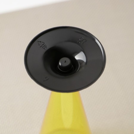 A plastic disposable “cone” plastic glass, 150-180 ml, 6 pcs in packaging, yellow color with a black leg-7