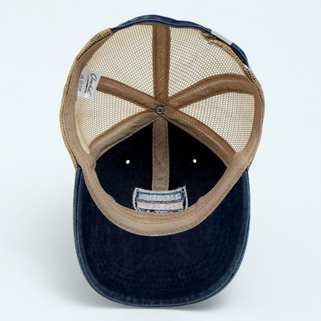 Baby cap for a boy with a Never, jeans, rr, 52-54 5-7 years-9