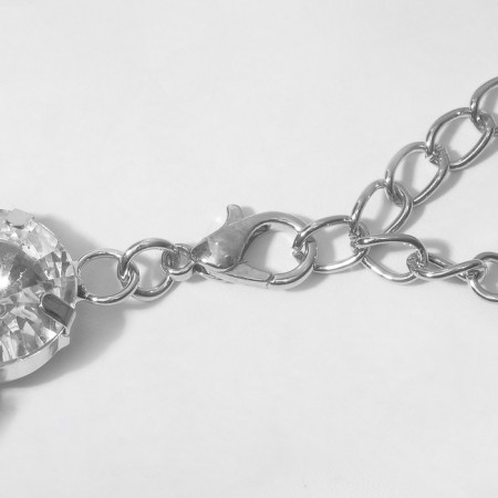 The necklace "Jewelry" geometry, white color in silver, 32 cm-1