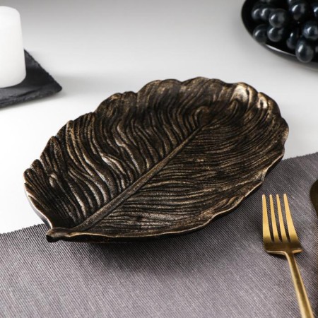 Fruit dish "leaf", 30 × 18 × 2 cm, bronze color-1