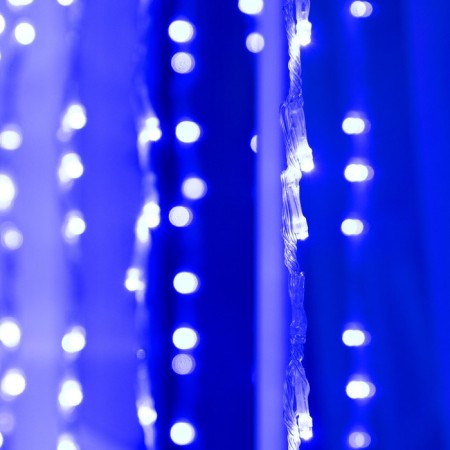Girlyanda "Waterfall" 2 × 1.5 m, IP44, transparent thread, 400 LED, glow blue, 8 combinations of modes, 220 V-2