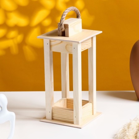Kashpo wooden 11 × 11 × 24 cm "flashlight", handle rope, natural give beautifully-1