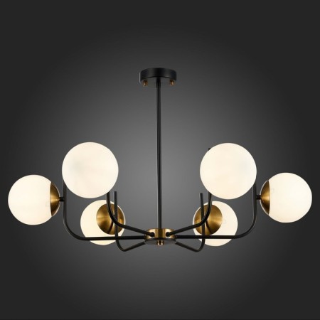 Ceiling EVOLUCE lamp. Sle1098-402-06. CIANE. 6x60 watts, E27, 68.5x68.5x46 cm, black color, brass-1