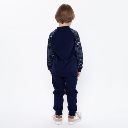 Sports suit (sweatshirt, trousers) for a boy, color blue camouflage/dark blue, height 152 cm-2