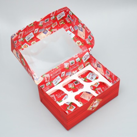 Capcake box folding with bilateral application "New Year's Post", 25 x 17 x 10 cm, New Year-3