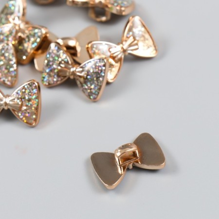 Buttons plastic for creativity on the leg "bow with sparkles" set of 10 pcs 1.8x1.3 cm-1