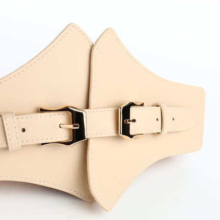 Women's belt, width 15 cm, beige color-5
