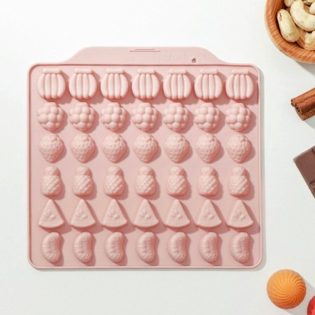 Form for marmalade Dolyan Fruit boom, silicone, 18.5 × 17.5 cm, 42 cells (2.2 × 2.2 cm), pink color-7