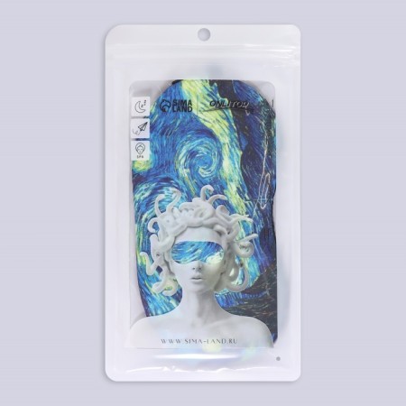 Mask for sleeping with gel liner "Van Gogh", 19 × 10 cm, elastic band is single, the color is blue-6