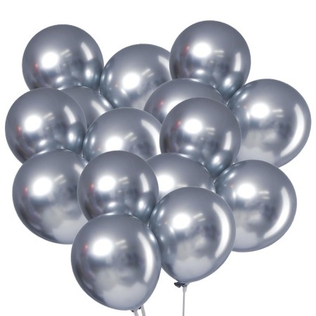 Latex ball 12 "Chrome", metal, set of 100 pcs., Silver color-2