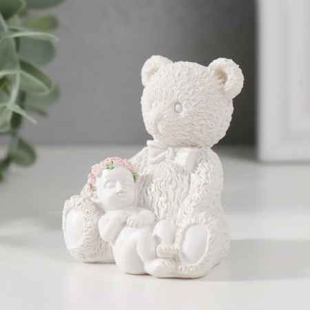 Souvenir Polystone "Baby in the wreath sleeps on the bear" 6x5.2x5.7 cm-3